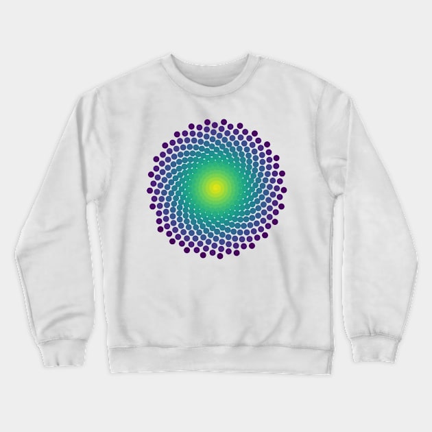 Dot Mandala | Dark Peacock Yellow Green Blue Crewneck Sweatshirt by aRtVerse